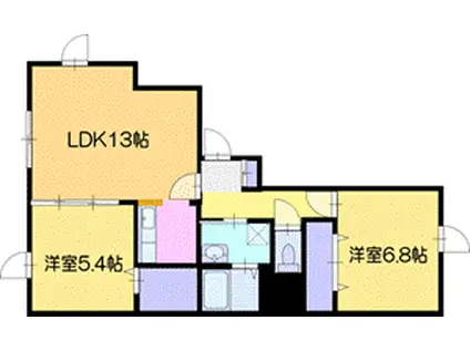文京台ハイツエクセレント(2LDK/9階)の間取り写真
