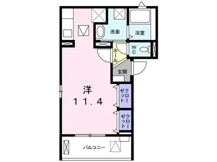 グリシーヌ桜ヶ丘II・N(ワンルーム/1階)の間取り写真