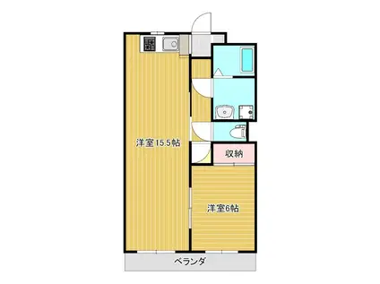 シャトー洗堰2(1LDK/3階)の間取り写真