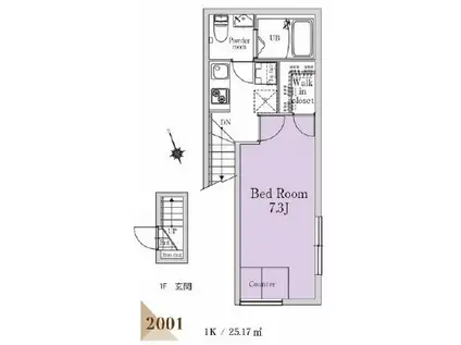 ガーデンテラス四ツ谷(1K/2階)の間取り写真