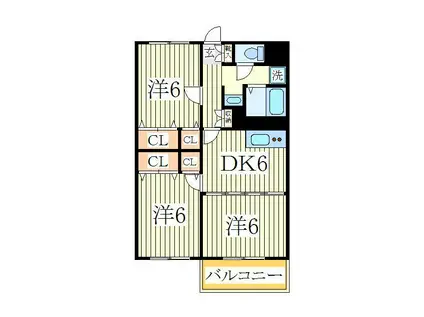 エスポワール旭(3DK/2階)の間取り写真
