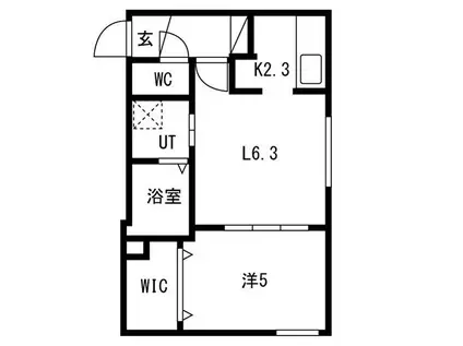 ルリ美園(1LDK/4階)の間取り写真