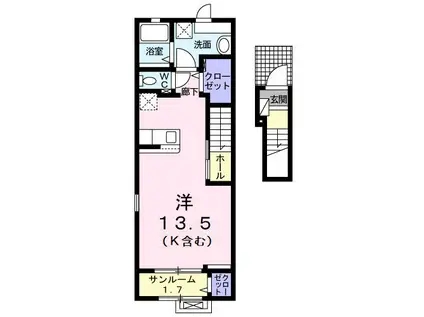 エクラテラス B(ワンルーム/2階)の間取り写真