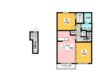 スノーベル(2LDK/2階)の間取り写真