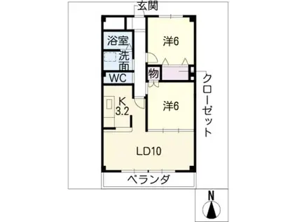 ローズマリー(2LDK/1階)の間取り写真