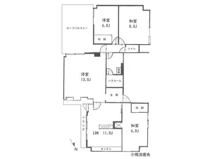 本町ビル(4LDK/2階)の間取り写真