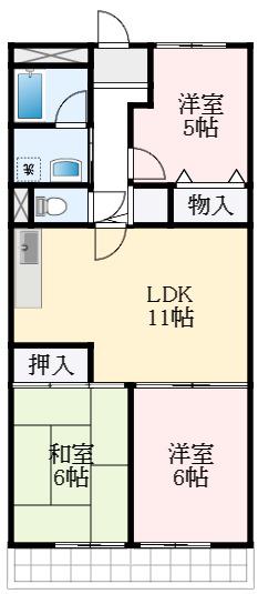 松原小川園ローレルコート(3LDK/4階)の間取り写真