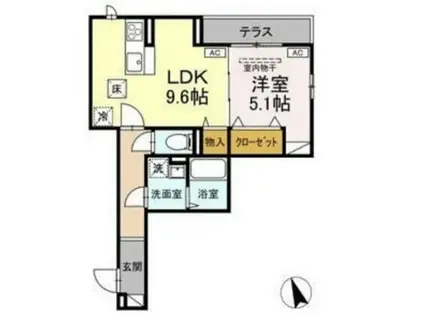 ASSET-COURT堀之内(1LDK/1階)の間取り写真