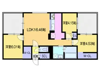 ラ・シュエット栄通C(3LDK/1階)の間取り写真