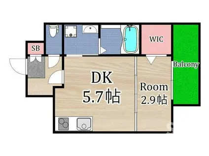 AILE放出(1DK/4階)の間取り写真