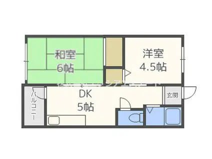 グリーンマンション(2DK/2階)の間取り写真