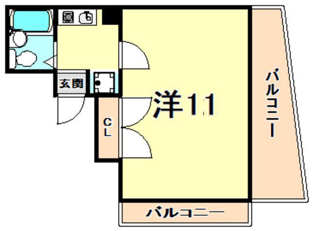 六甲グランドライオンズII(1K/5階)の間取り写真