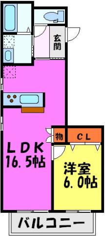 カーサフェリーチェ見野(1LDK/2階)の間取り写真
