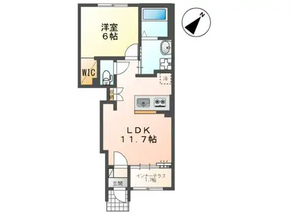 スターテラスII瀬戸(1LDK/1階)の間取り写真