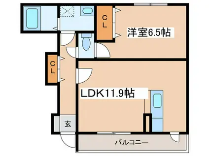 アルコバレーノ(1LDK/1階)の間取り写真