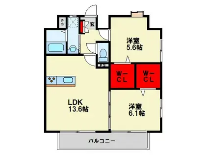 LUX紅梅(2LDK/10階)の間取り写真