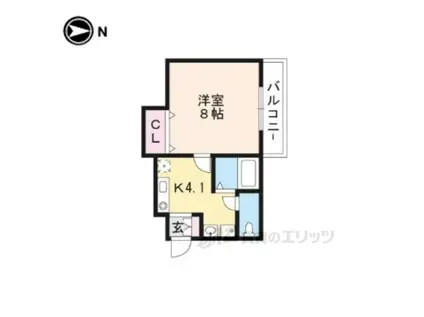 グラン・ディオール鴨川(1K/1階)の間取り写真