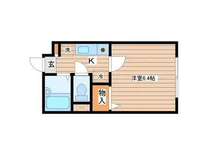 パレ北仙台(1K/1階)の間取り写真