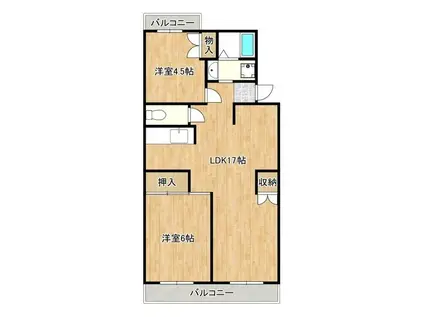 エーデルワイス(2LDK/4階)の間取り写真