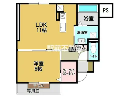 メイプル成章(1LDK/1階)の間取り写真