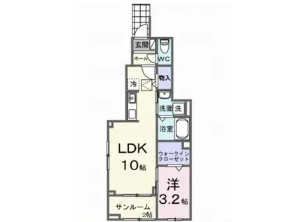 シャノワールS(1LDK/1階)の間取り写真