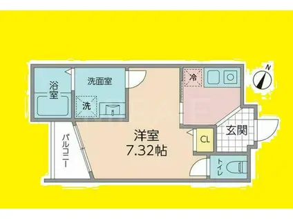 GRANFERTE上草柳(1K/2階)の間取り写真