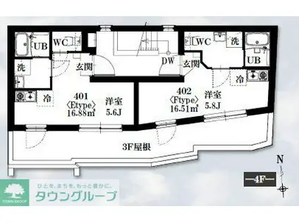 シャッツクヴェレ高円寺北(ワンルーム/4階)の間取り写真