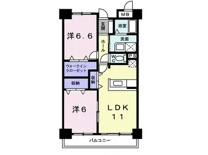 KOHOKU MTY B(2LDK/2階)の間取り写真