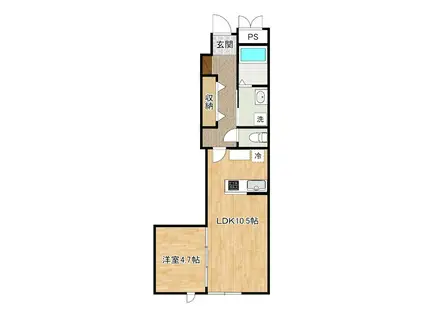 SUN VIA下到津(1LDK/1階)の間取り写真