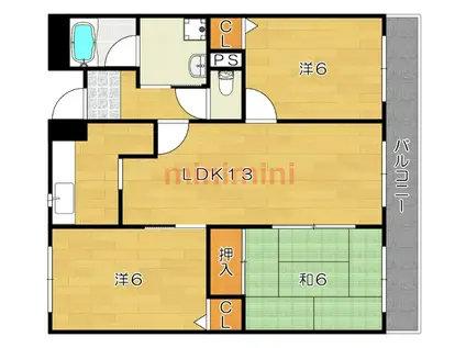 レシェンテ耳原(3LDK/3階)の間取り写真