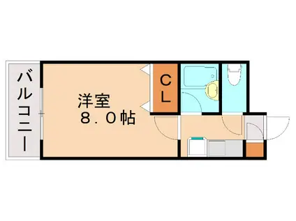 ステイタスマンション大橋(1K/9階)の間取り写真