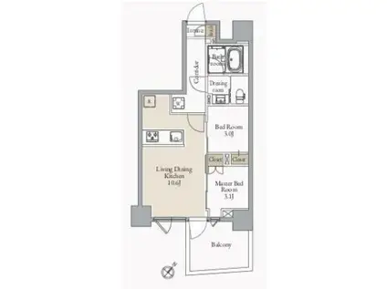 JMFレジデンス蔵前二丁目(2LDK/2階)の間取り写真