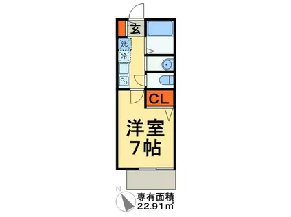 アリス上本郷(1K/1階)の間取り写真