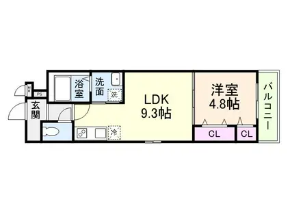 フジパレス長原ノース(1LDK/3階)の間取り写真