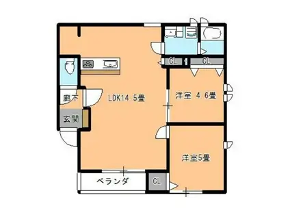 グレーシア平和(2LDK/2階)の間取り写真