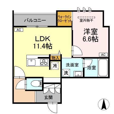 シャーメゾン大和東レジデンス(1LDK/3階)の間取り写真