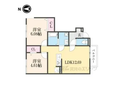 PLEIADES(2LDK/1階)の間取り写真