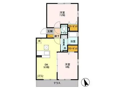 クレールIII(2DK/1階)の間取り写真