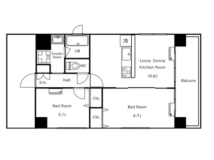 サンヴェール(2LDK/7階)の間取り写真
