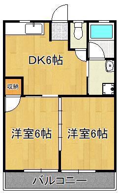 コーポ青山(2DK/2階)の間取り写真