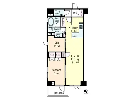 オープンレジデンシア高輪台(1SLDK/3階)の間取り写真