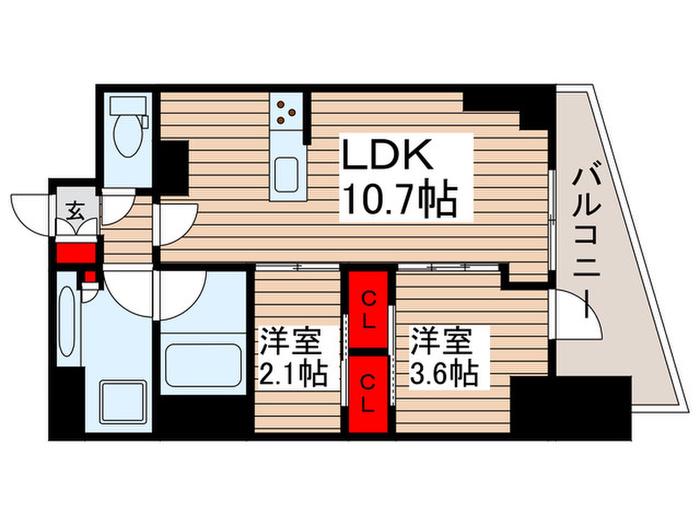 コンフォリア竹ノ塚イースト(2LDK/6階)の間取り写真