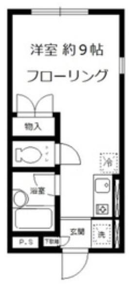 グリーンハイツM(ワンルーム/2階)の間取り写真