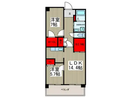 ルクレ川口イースト(2SLDK/7階)の間取り写真
