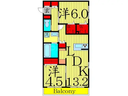 ワン・ドゥ・シアットII(2LDK/1階)の間取り写真