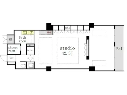 サンビューハイツ元麻布(ワンルーム/2階)の間取り写真