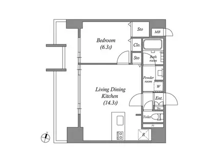 ファーストレジデンス栄(1LDK/11階)の間取り写真