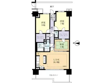 ガレリアヴェールD棟727(3LDK/7階)の間取り写真
