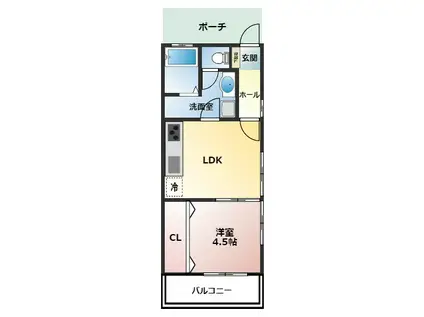 ビタミンテラス新神戸(1LDK/1階)の間取り写真