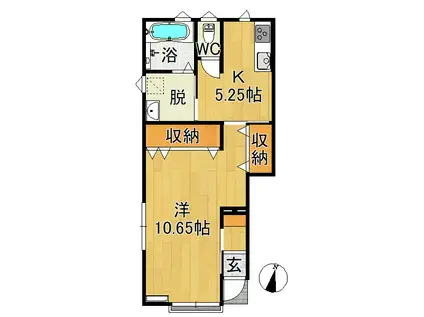 サンアベニュー花園 B(1K/1階)の間取り写真